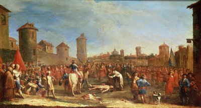 ジャックカロ（1592-1635）によるオリジナルの絵画に続く「戦争の不幸と不幸」シリーズのホイールの拷問 作： Claude Callot