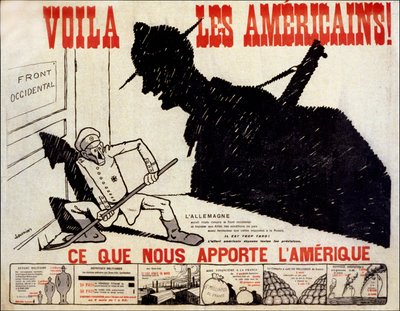 アメリカ人とアメリカがもたらしてくれるもの - アメリカの戦争努力に関するポスター、Charles Saunier（1865年生まれ）の絵。 作： Claude Charles (attr. to) Saunier