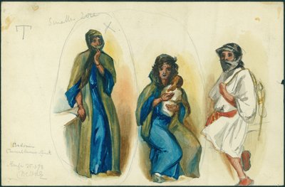 ベドウィンチャコールバーナー、カーメル山、ハイファ近郊、1873年（紙と鉛筆） 作： Claude Conder