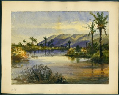 キション川河口とカーメル山（紙と鉛筆） 作： Claude Conder