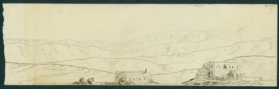 1871年B&39;kamdunからのJebel SunninとKefr Silwanの眺め 作： Claude Conder