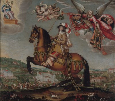 アルベルト・バーブ・デルネクールの騎馬肖像、サン・バールモンの貴婦人、1630年頃。 作： Claude Deruet