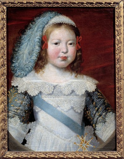 イルカの肖像、未来のルイ14世（1638-1715）。クロード・デルエ（1588-1662）作画 薄暗い 0.50 x 0.39.1641.オルレアン美術館 - 王太子の肖像、後のルイ14世（1638年～1715年）。クロード・デルエ（1588-1662）作画、0.50 x 0. 作： Claude Deruet