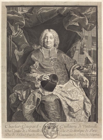 シャルル・ガスパール・ギヨーム・ド・ヴァンティミリア・デュ・リュック、パリ大司教 作： Claude Drevet after Hyacinthe Rigaud