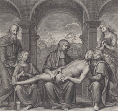 墓の中のキリスト、聖母の膝の上で休む、ペルジーノの後、約。 1685-1727。 作： Claude Duflos