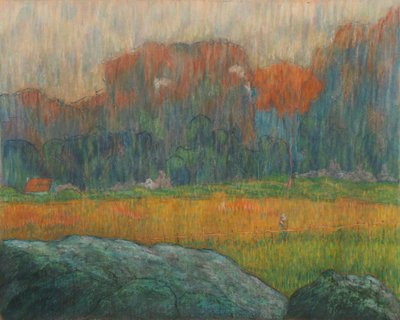 人物と家々のある風景 1891年頃（パステル） 作： Claude Emile Schuffenecker