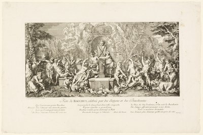 サテュロスとバッカンテスによって祝われるバッカスの祭り 作： Claude Gillot
