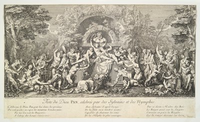 シルヴァンとニンフによって祝われる神パンの饗宴 作： Claude Gillot