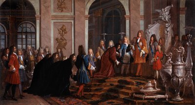 17世紀の遺伝子の総督によってルイ14世に行われた補償（絵画） 作： Claude Guy Halle