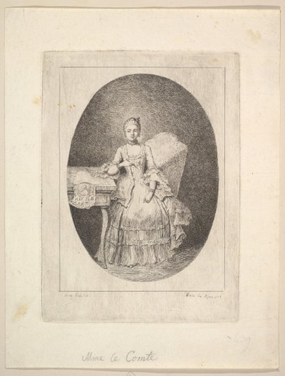 マルグリット・ル・コントの肖像、1764年。 作： Claude Henri Watelet