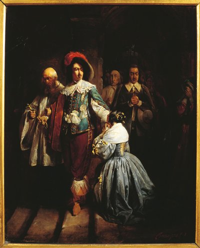 イングランドのチャールズ1世（1600-1649）が死に導かれる様子。(油彩・キャンバス） 作： Claude Jacquand