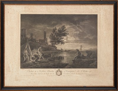 フランスの鋼の彫刻 作： Claude Joseph (after) Vernet