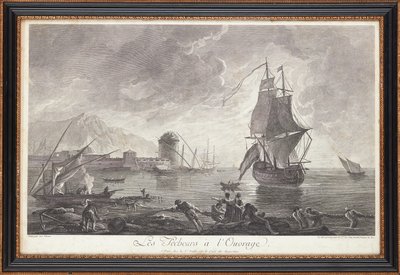 フランスの鋼の彫刻 作： Claude Joseph (after) Vernet