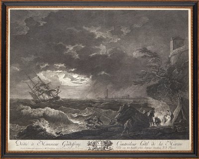 フランスの鋼の彫刻 作： Claude Joseph (after) Vernet