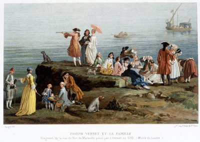 ジョセフ・ヴェルネとその家族 - ヴェルネが1753年に描いたマルセイユの港の風景の断片の19世紀の複製（ルーヴル美術館 作： Claude Joseph (after) Vernet