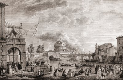 ハドリアヌス廟、通称サンタンジェロ城 作： Claude Joseph (after) Vernet