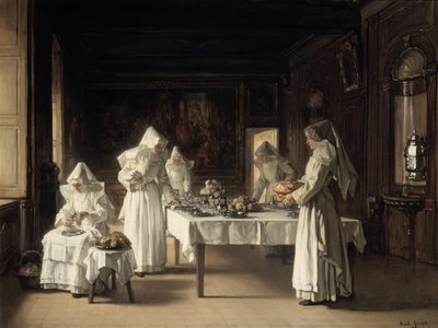 「ボーヌのホスピスでの夕食」、フランス、19 世紀後半、20 世紀初頭 作： Claude Joseph Bail