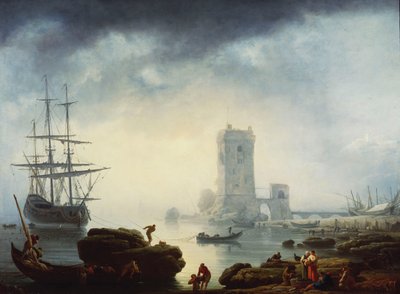 地中海のハーバーシーン：朝、1745 作： Claude Joseph Vernet