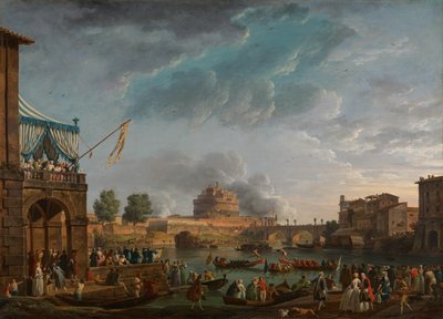 テヴェレ川のスポーツ・コンテスト 作： Claude Joseph Vernet