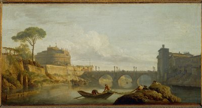 橋とサンタンジェロ城、ローマ... 作： Claude Joseph Vernet