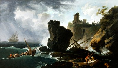 イタリアの古典的な海岸風景（油彩・キャンバス） 作： Claude Joseph Vernet