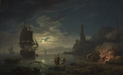 月明かりの下での海岸の風景、1769 作： Claude Joseph Vernet