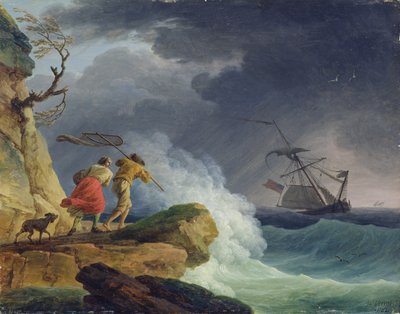 嵐の中の海岸の風景、1782 作： Claude Joseph Vernet