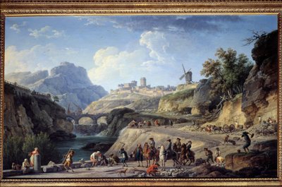 大きな道路の建設 道路の建設現場。ジョセフ・ヴェルネ（1714-1789）の絵画 日。0,97x1,62m。 作： Claude Joseph Vernet