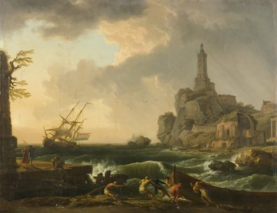 ジェノア灯台とミネルバメディカ神殿 作： Claude Joseph Vernet