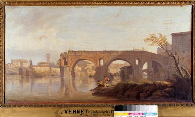 ローマのポンテ・ロット 絵画 ジョセフ・ヴェルネ（1714-1789） 18世紀 日0.4×0.77m。 作： Claude Joseph Vernet