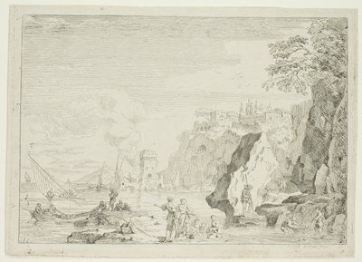 大きな塔のあるビーチ 作： Claude Joseph Vernet