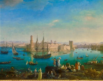 1754年のマルセイユ港の入港風景。ジョセフ・ヴェルネ（1714-1789）の作品。 作： Claude Joseph Vernet