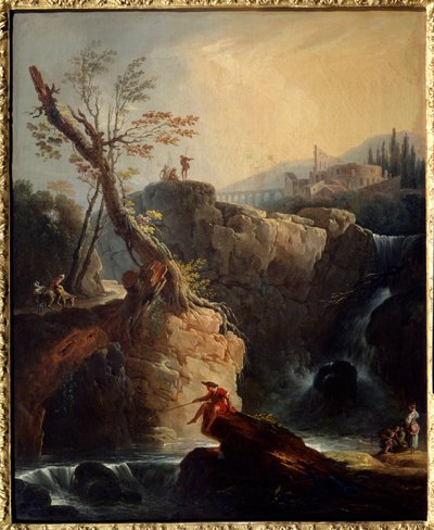 滝の絵 ジョセフ・ヴェルネ（1714-1789）1773年日。0,75x0,6 m ルーアン、Musee des Beaux Arts。 作： Claude Joseph Vernet