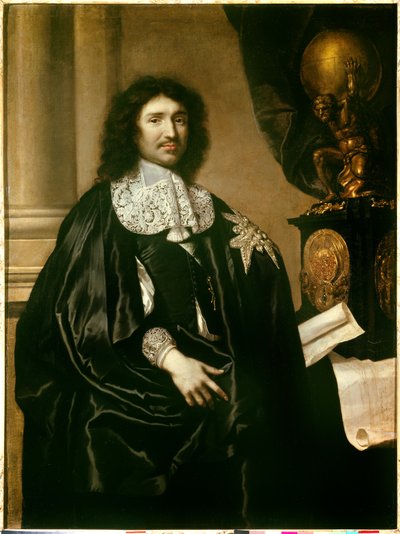 ジャン・バティスト(Jean-Baptiste)・コルベール(1619-1683)の肖像 ルイ14世の大臣 クロード・ルフェーブル(1632-1675)による絵画。1666年日。1,3x0,96 m - ルイ14世の大臣ジャン・バティスト（ジャン＝バティスト）・コルベール（1619-1683）の肖像。クロード・ルフによる絵画 作： Claude Lefebvre