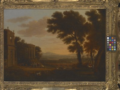 ミレシアのアポロン神殿で生贄を捧げるプシュケの父のいる風景（キャンバスに油彩） 作： Claude Lorrain (1600 82)