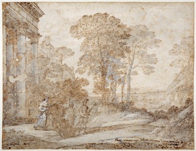 ヴィーナスとアエネアスの出会い」1678年頃（紙にペンとインク、ウォッシュ 作： Claude Lorrain