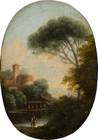 樹木が茂った湖の風景、1620〜82年頃（パネルに油とキャンバス） 作： Claude  Lorrain