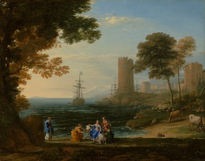 ヨーロッパの誘拐を伴う海岸の眺め、1645年頃（キャンバスに油彩） 作： Claude Lorrain