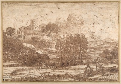 ハガーと天使」（紙にペン、茶インク 作： Claude Lorrain