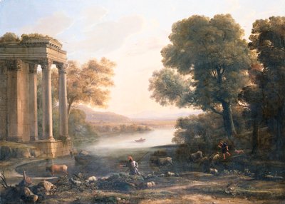 台無しにされた寺院がある牧歌的な風景、1638年頃 作： Claude Lorrain
