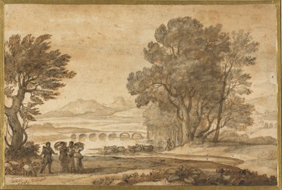 ヤコブ、ラバン、娘たちのいる森の川の風景 作： Claude Lorrain