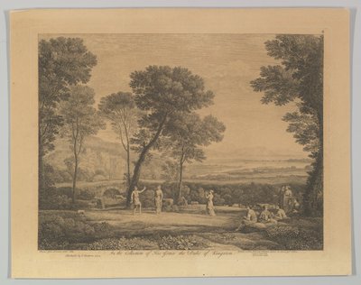 田園舞踊のある木々の風景の下で踊る、1742年。 作： Claude Lorrain