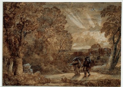 イーニーとキュムスのシビレ。Claude Gellee dit Le Lorrain (1600-1682)によるドローイング。 作： Claude Lorrain