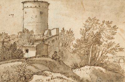 テヴェレ川沿いの農場の建物、1663 年 作： Claude Lorrain