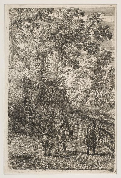 山羊の左側の4つの山羊、ca。 1630-33。 作： Claude Lorrain