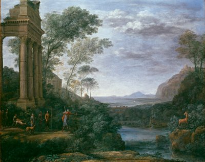 アスカニウスがシルビアの雄鹿を撃っている風景、1681-1682 作： Claude Lorrain