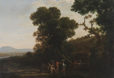 人物が小川を流れている風景、1636-1637 作： Claude Lorrain