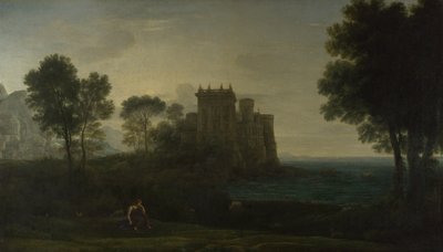 キューピッド宮殿の外のプシュケのある風景 作： Claude Lorrain