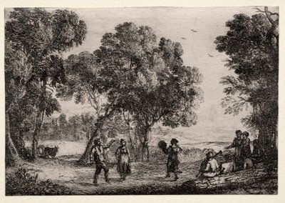 カントリーダンス小皿のある風景、c。 1637。 作： Claude Lorrain