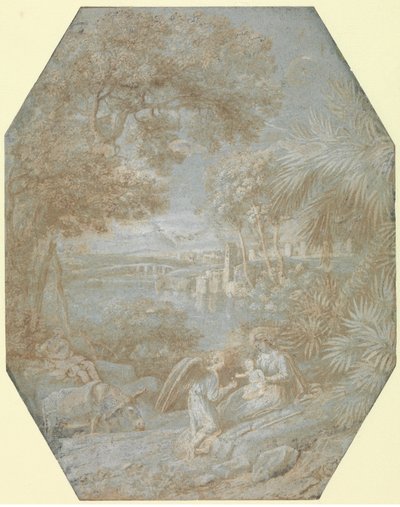 1645年、エジプトへの逃亡中の休息のある風景。 作： Claude Lorrain